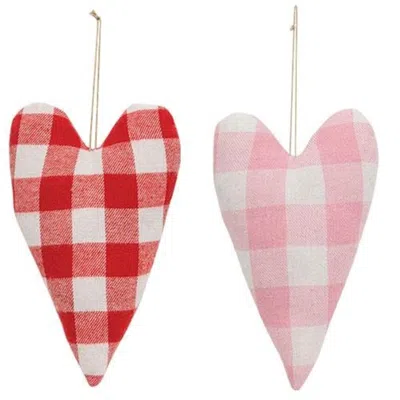 Homegifo 2/set Buffalo Check Heart Pillow Ornaments