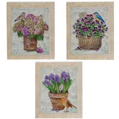 Homegifo Birds & Blooms Layered Canvas Print 3 Asstd.