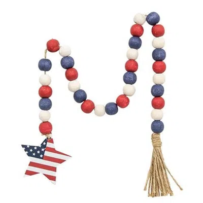 Homegifo Red White & Blue Flag Star Beaded Garland