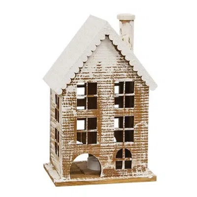 Homegifo Lit Wooden Snowy Gingerbread House