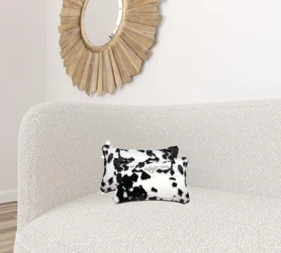 Homezia 12" X 20" X 5" Sugarland Black And White Faux Pillow 2 Pack