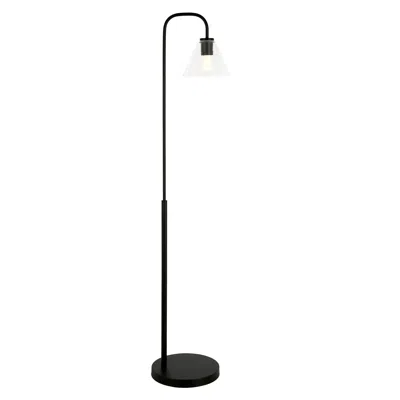 Homezia 62" Black Arched Floor Lamp With Clear Transparent Glass Cone Shade