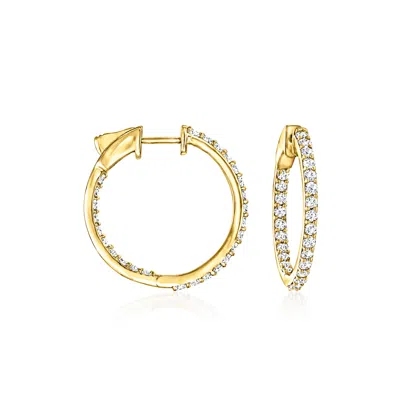 Ross-simons Diamond Inside-outside Hoop Earrings In 14kt Yellow Gold In White