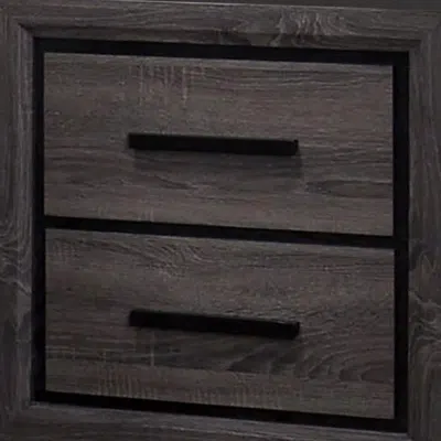 Furnizzeme Wooden Nightstand With 2 Drawers And Finger Pull Handle,gray And Black