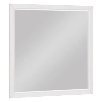 Furnizzeme Transitional Style Square Wooden Frame Mirror, White
