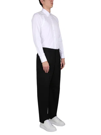 Alexander Mcqueen Structured Button-down Collar Shirt With Buckle In White