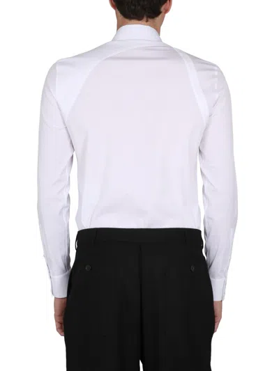 Alexander Mcqueen Structured Button-down Collar Shirt With Buckle In White