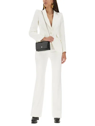 Alexander Mcqueen Viscose Blend Crepe One Button Blazer In Cream