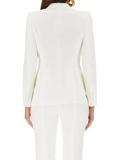 Alexander Mcqueen Viscose Blend Crepe One Button Blazer In Cream