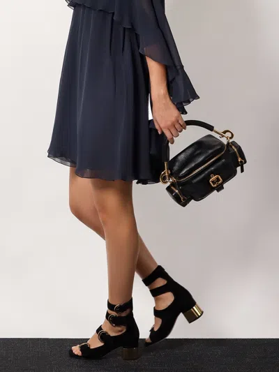 Chloé Small Double Carry Leather Bag With Multipocket Detail In Black