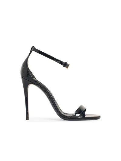 Dolce & Gabbana Devotion 105 Patent Leather Sandals In Black