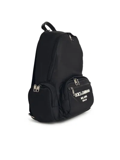 Dolce & Gabbana Black Nylon Blend Backpack Men In Black