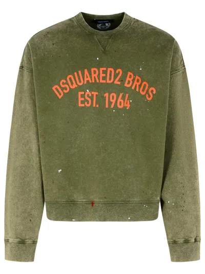 Dsquared2 Relaxed Fit Crew Neck Sweater With Distressed Detailing In Green