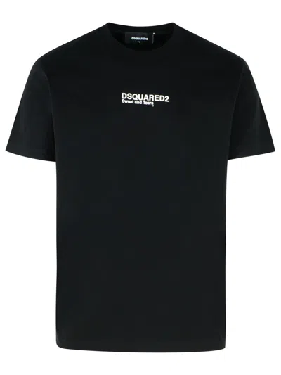 Dsquared2 'cool Fit Tee' Black T-shirt With Logo Print On The Front In Black