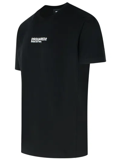 Dsquared2 'cool Fit Tee' Black T-shirt With Logo Print On The Front In Black