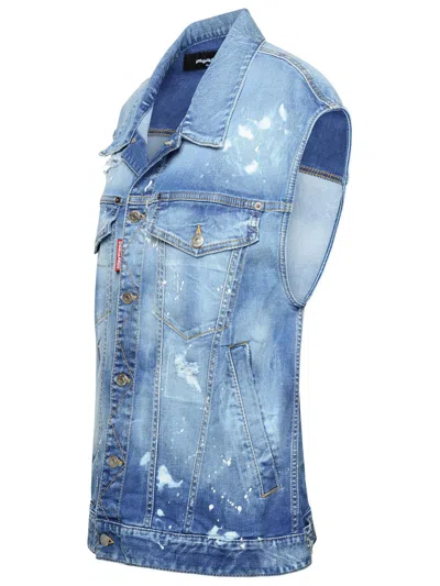 Dsquared2 Over Denim Vest In Blue