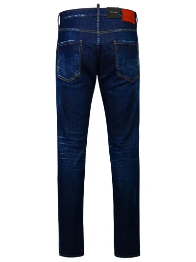 Dsquared2 Five Pocket Stretch Denim Trousers With Localized Wear Washing In Blue
