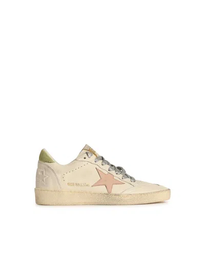 Golden Goose Ball Star Leather Sneakers With Iconic Contrasting Star In Neutral