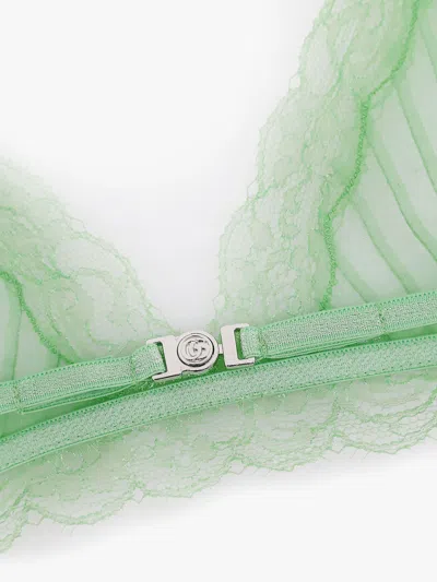 Gucci Lace Detailed Triangle Bralette In Green