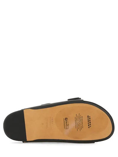 Isabel Marant Lennyo Embroidered Cutout Suede Slides In Black