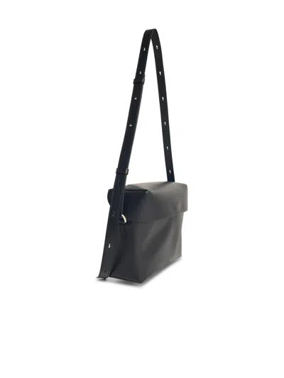 Jil Sander Black Leather Lid Bag With Adjustable Strap In Black