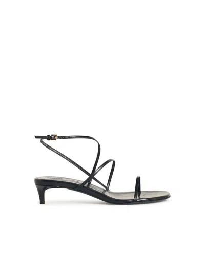 Khaite Loop Kitten Heel Sandal Red Wine In Black