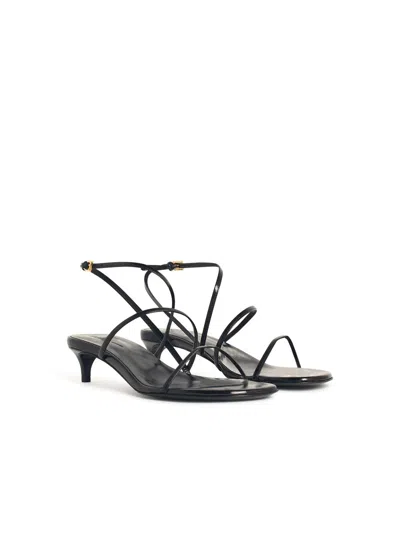 Khaite Loop Kitten Heel Sandal Red Wine In Black