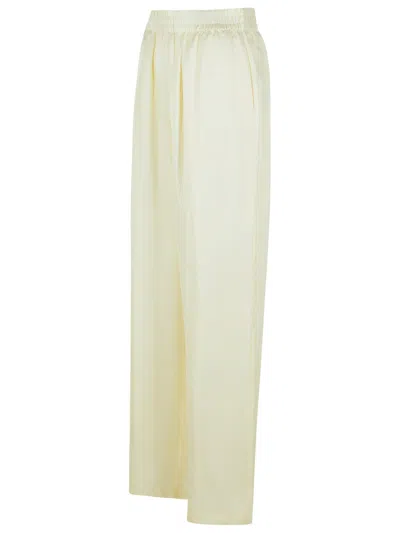 Lisa Yang Wide-leg Ivory Silk Trousers In Cream