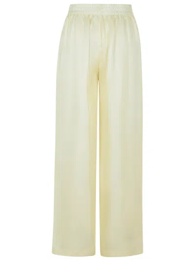 Lisa Yang Wide-leg Ivory Silk Trousers In Cream