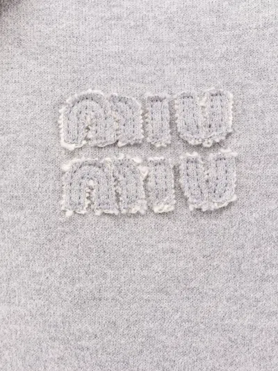 Miu Miu Women Cotton Crewneck Sweatshirt In Gray