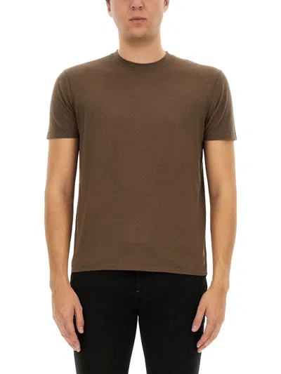Tom Ford Regular Fit T-shirt In Lyocell And Cotton In Green