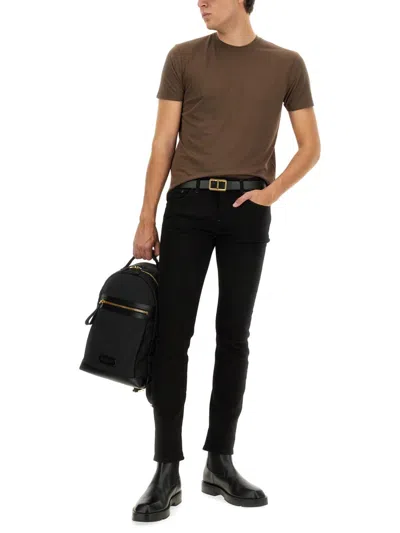 Tom Ford Regular Fit T-shirt In Lyocell And Cotton In Green