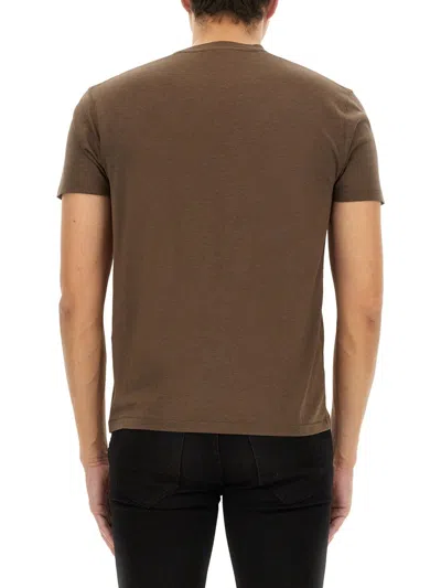 Tom Ford Regular Fit T-shirt In Lyocell And Cotton In Green