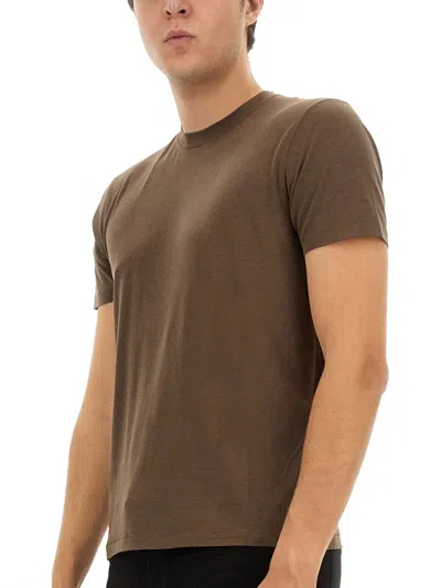 Tom Ford Regular Fit T-shirt In Lyocell And Cotton In Green