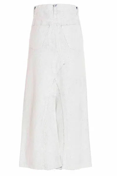 Maison Margiela Coated Denim Long Skirt In White