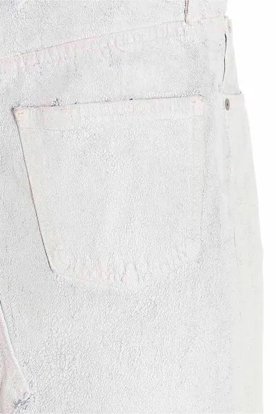 Maison Margiela Coated Denim Long Skirt In White