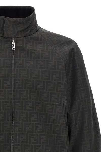 Fendi Embroidered Polyester Blend Bomber Jacket In Black