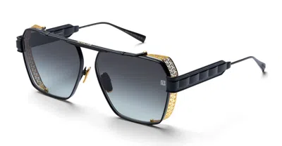 Balmain Premier - Matte Black / Shiny 18k Gold Sunglasses In Black