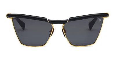 Balmain Victoire - Matte Black / 12k Gold Sunglasses In Black