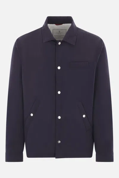 Brunello Cucinelli Men Waterproof Shirt Jacket In Blue