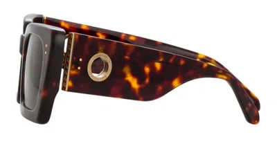 Linda Farrow Nieve Dark T-shell / Yellow Gold Sunglasses In Tortoise