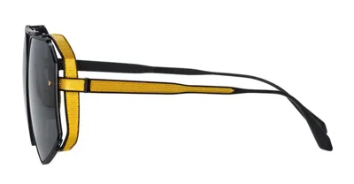 Linda Farrow Amar - Matt Nickel / Yellow Gold Sunglasses In Black