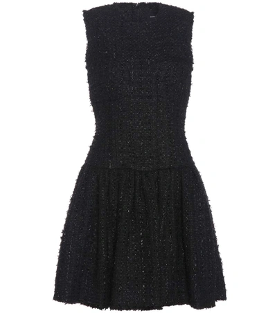 Simone Rocha Metallic Tweed Frayed Sleeveless Dress In Black