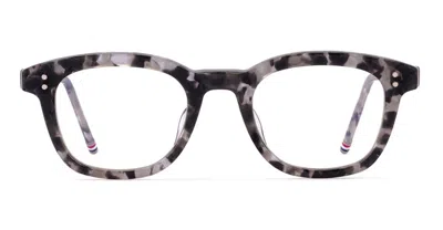 Thom Browne Rectangular - Grey Tortoise Rx Glasses In Shiny Black