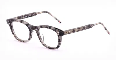 Thom Browne Rectangular - Grey Tortoise Rx Glasses In Shiny Black