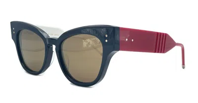 Thom Browne Cateye - Shiny Navy / Red / White Sunglasses In Navy Blue