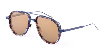 Thom Browne Aviator - Matte Navy / Rwb Tortoise Sunglasses In Blue