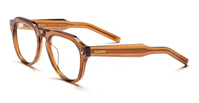 Valentino V-tale-ii - Crystal Brown / Light Gold Rx Glasses In Brown