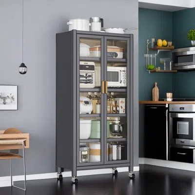 Streamdale Furniture Streamdale Open-door Kitchen Shelving Floor-to-ceiling Multilevel Household Microwave Storage Cabine