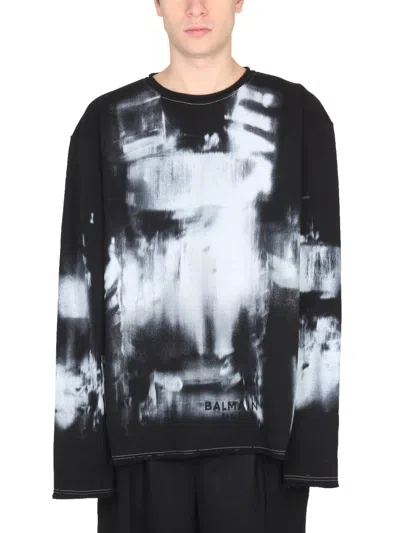 Balmain Felpa Con Stampa